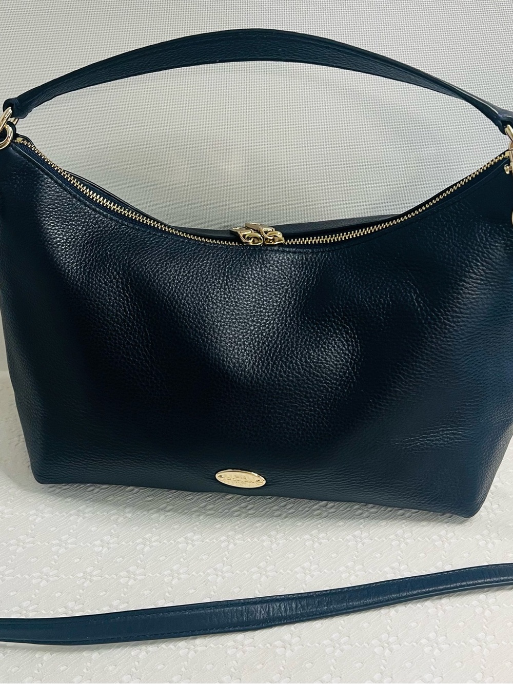 Coach F36628 East West Celeste NAVY BLUE Leather Convertible Crossbody Hobo Bag - Picture 9 of 15
